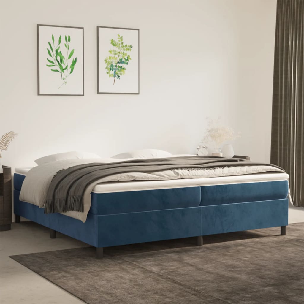 Cadre de lit sans matelas bleu foncé 200x200 cm velours - XIOS