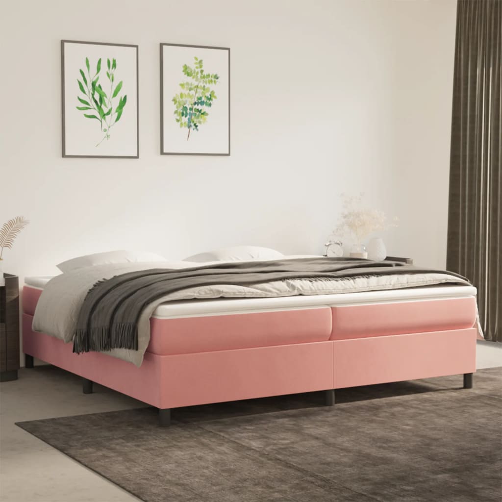 Cadre de lit sans matelas rose 200x200 cm velours - XIOS