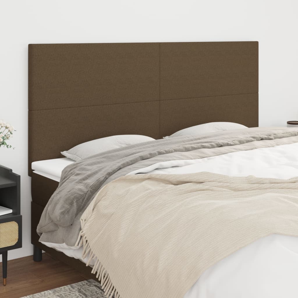 Têtes de lit 4 pcs Marron Foncé 80x5x78/88 cm Tissu - XIOS