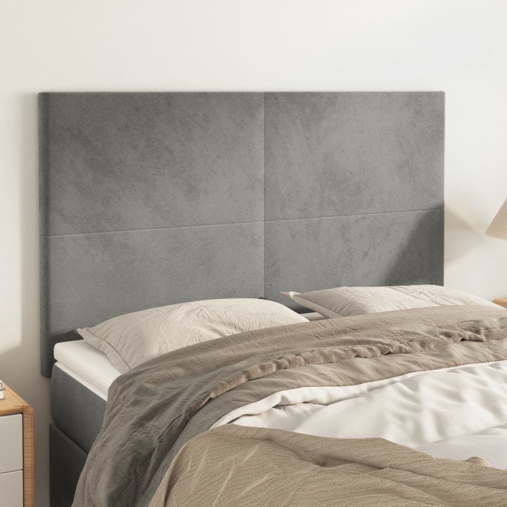 Têtes de lit 4 pcs Gris clair 72x5x78/88 cm Velours - XIOS