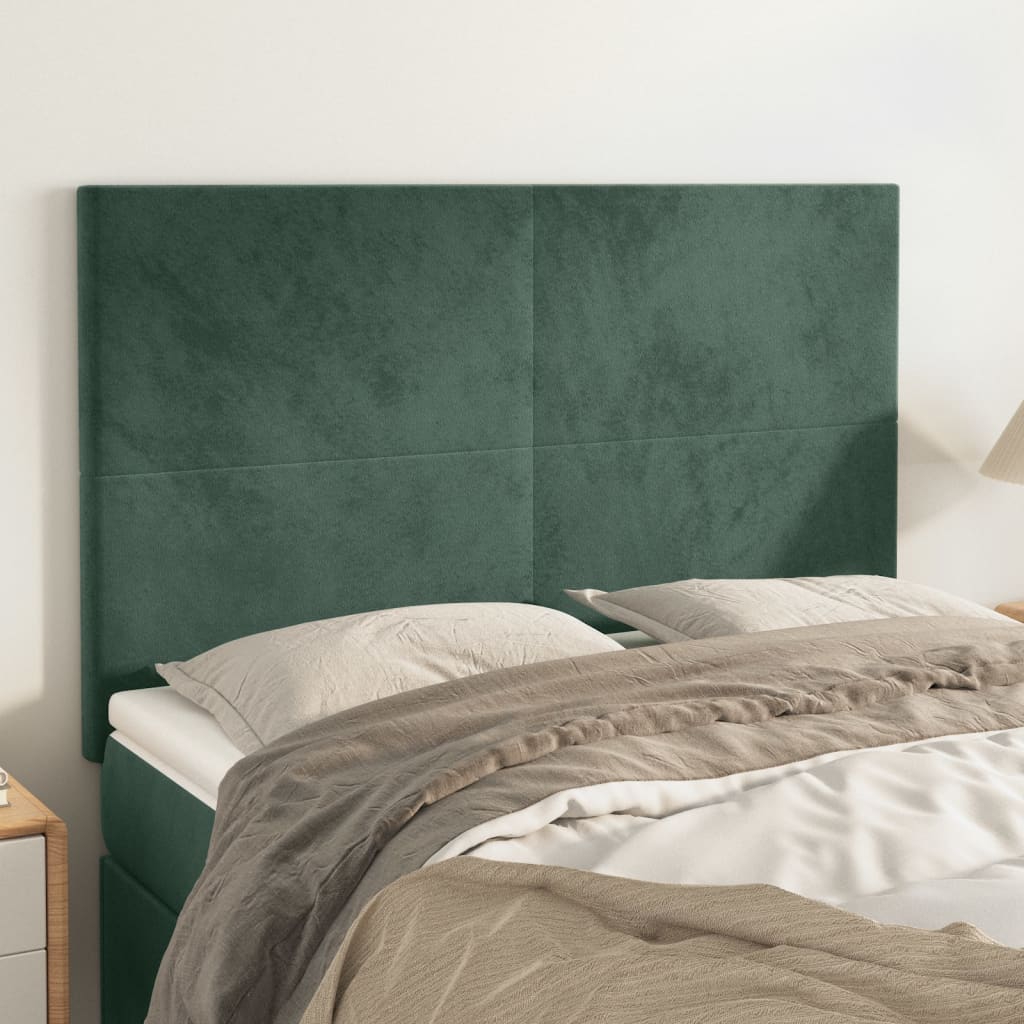 Têtes de lit 4 pcs Vert foncé 72x5x78/88 cm Velours - XIOS