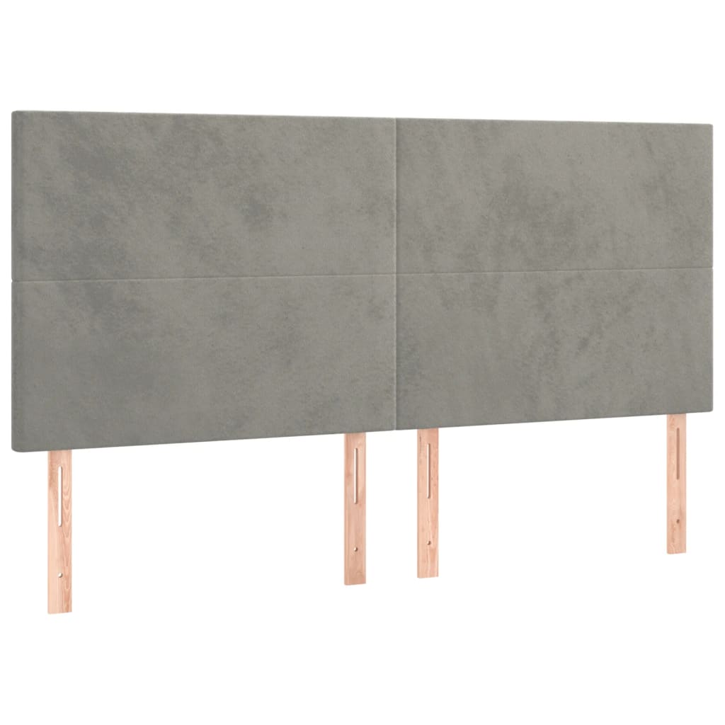Têtes de lit 4 pcs Gris clair 100x5x78/88 cm Velours - XIOS