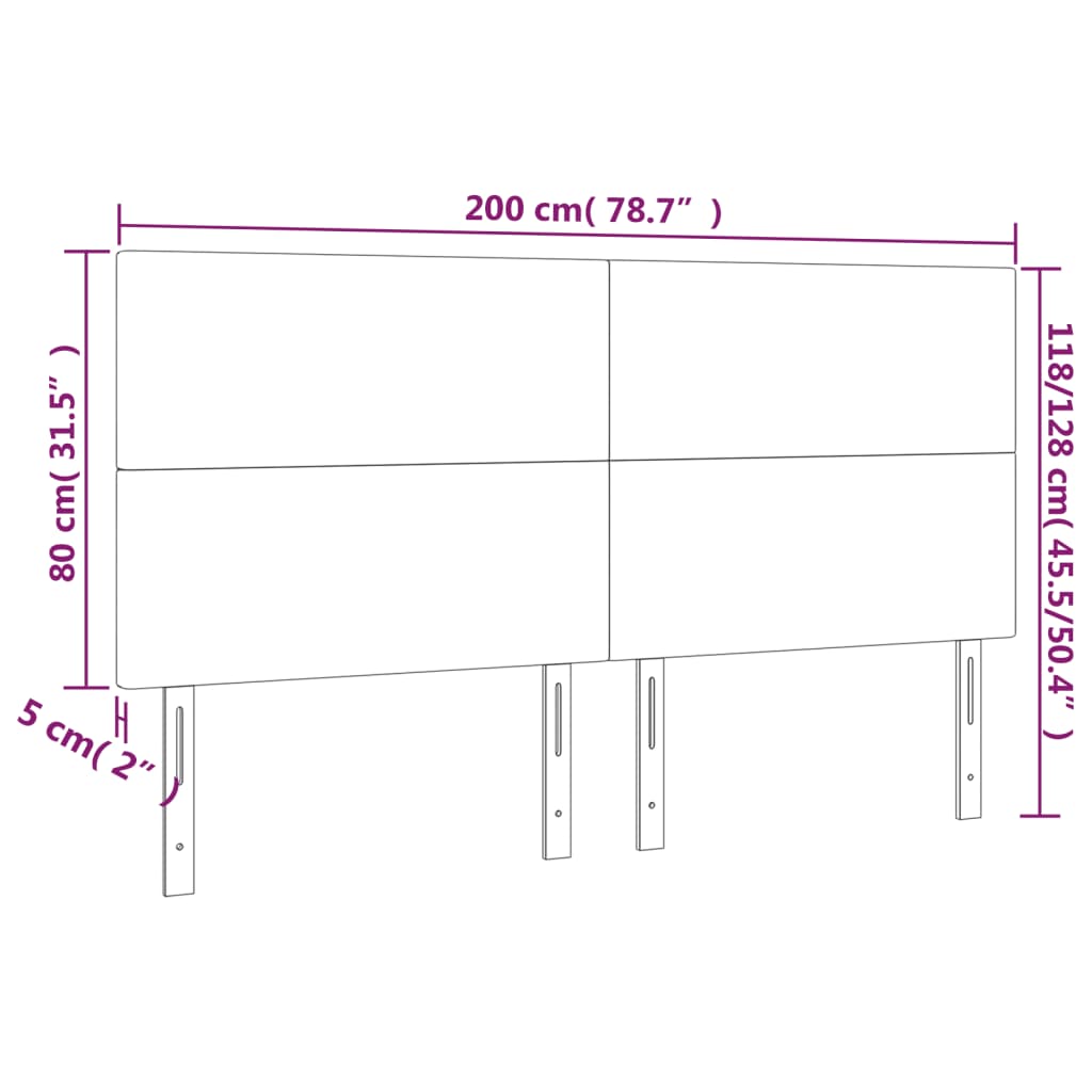 Têtes de lit 4 pcs Gris foncé 100x5x78/88 cm Velours - XIOS