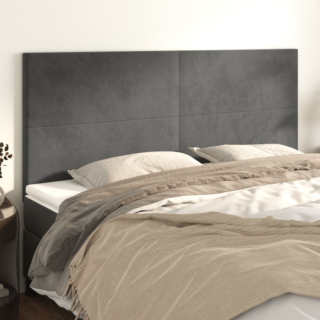 Têtes de lit 4 pcs Gris foncé 100x5x78/88 cm Velours - XIOS