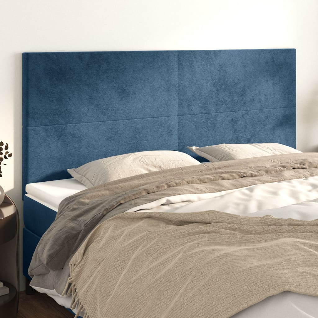 Têtes de lit 4 pcs Bleu foncé 100x5x78/88 cm Velours - XIOS