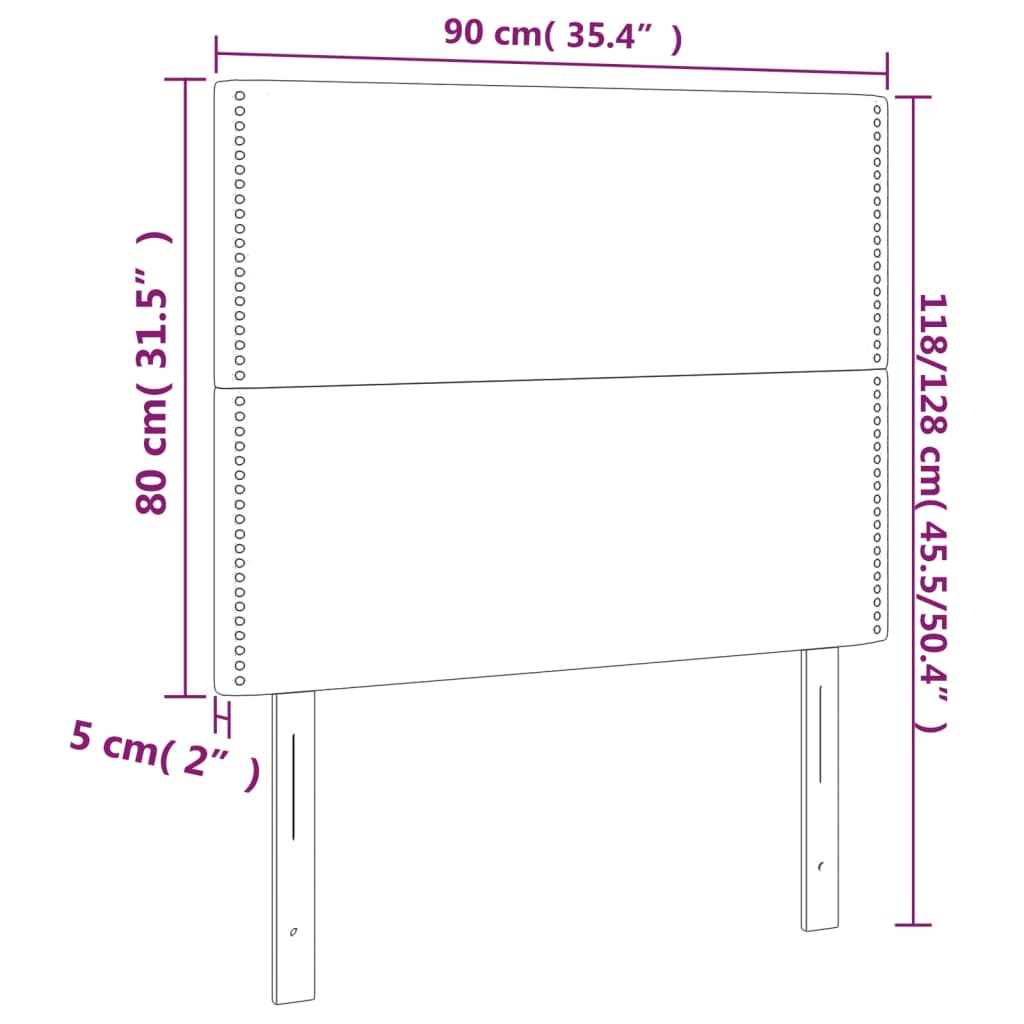 Têtes de lit 2 pcs Marron Foncé 90x5x78/88 cm Tissu - XIOS