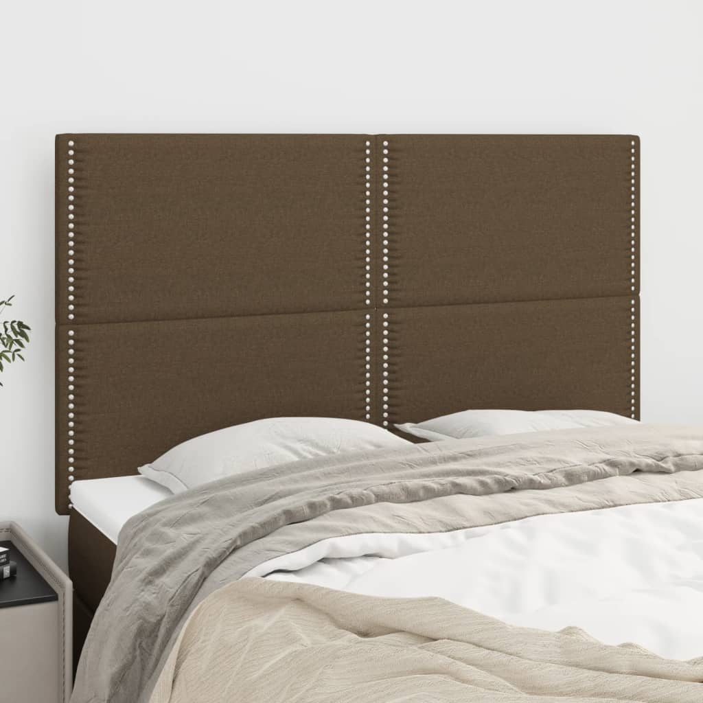 Têtes de lit 4 pcs Marron foncé 72x5x78/88 cm Tissu - XIOS