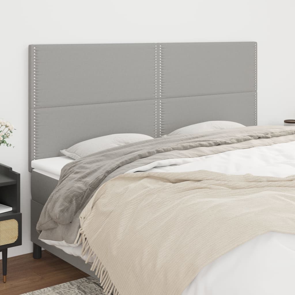 Têtes de lit 4 pcs Gris clair 100x5x78/88 cm Tissu - XIOS