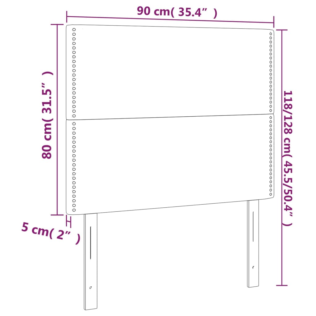 Têtes de lit 2 pcs Gris foncé 90x5x78/88 cm Velours - XIOS
