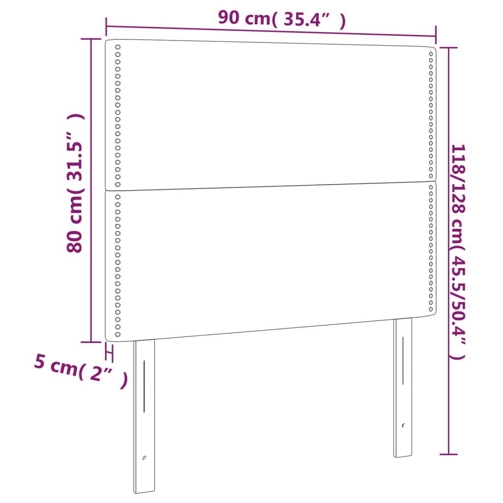 Têtes de lit 2 pcs Rose 90x5x78/88 cm Velours - XIOS