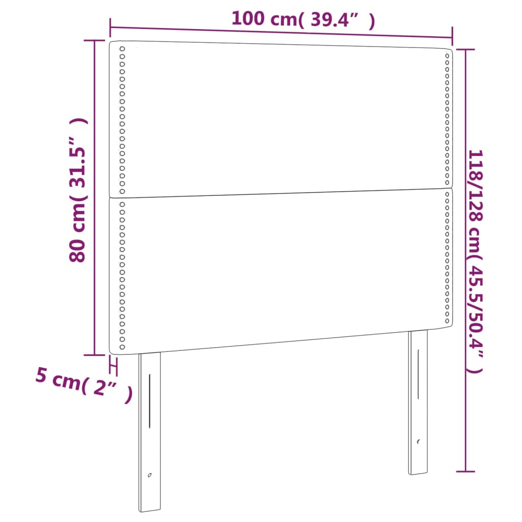Têtes de lit 2 pcs Noir 100x5x78/88 cm Velours - XIOS
