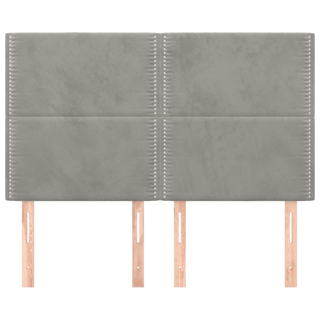 Têtes de lit 4 pcs Gris clair 72x5x78/88 cm Velours - XIOS