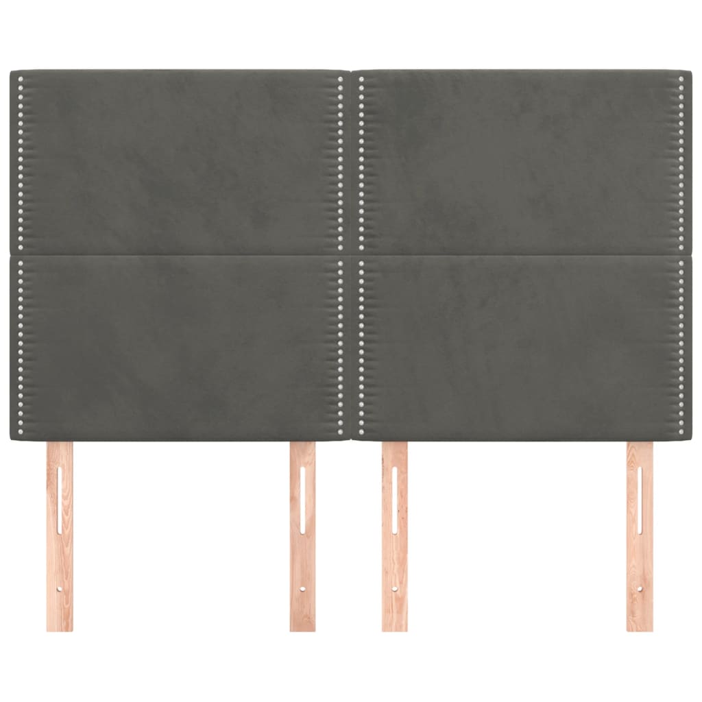 Têtes de lit 4 pcs Gris foncé 72x5x78/88 cm Velours - XIOS