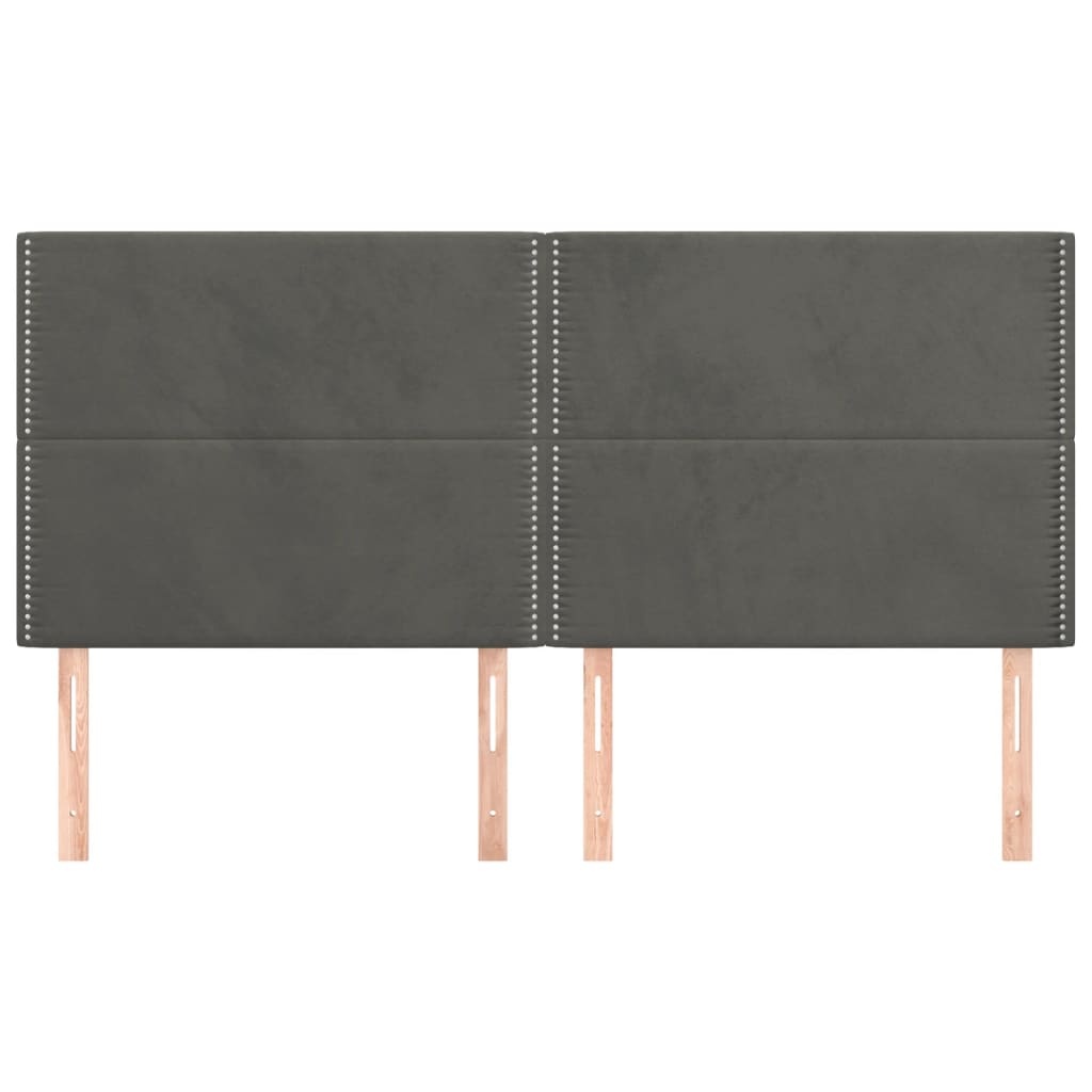 Têtes de lit 4 pcs Gris foncé 90x5x78/88 cm Velours - XIOS