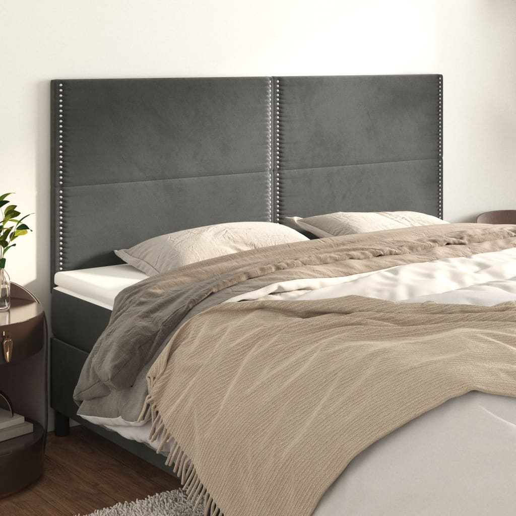 Têtes de lit 4 pcs Gris foncé 90x5x78/88 cm Velours - XIOS