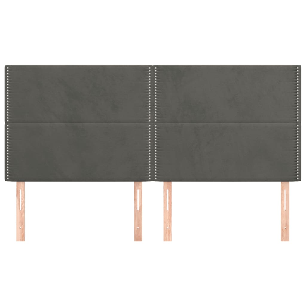 Têtes de lit 4 pcs Gris foncé 100x5x78/88 cm Velours - XIOS