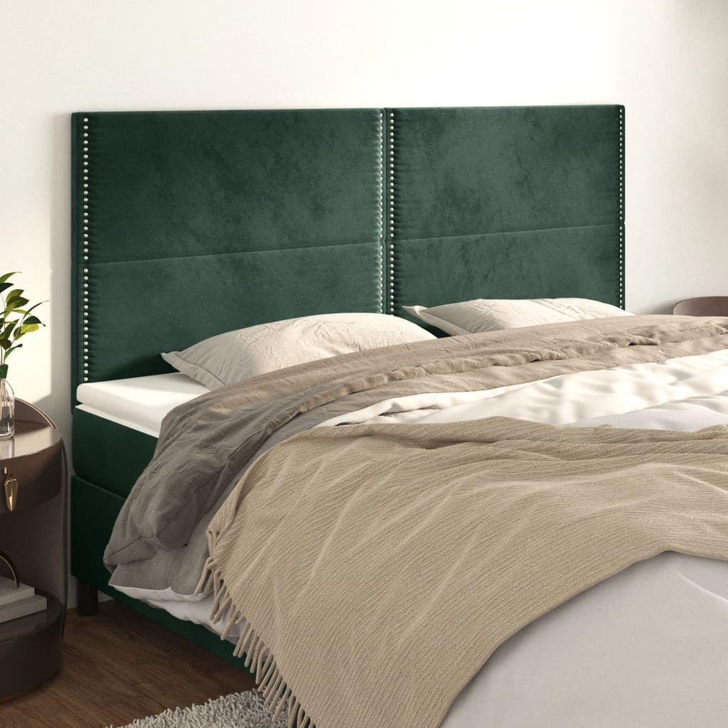 Têtes de lit 4 pcs Vert foncé 100x5x78/88 cm Velours - XIOS