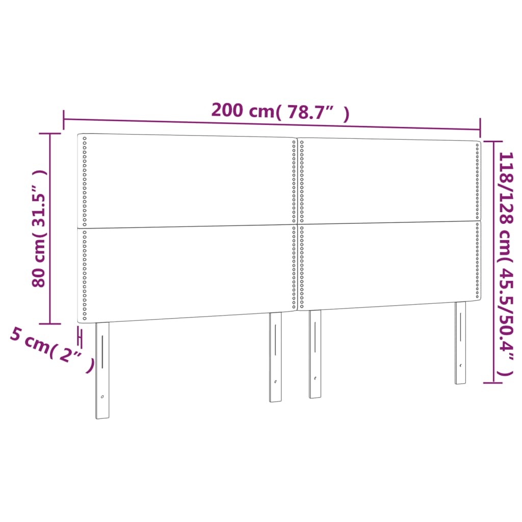 Têtes de lit 4 pcs Noir 100x5x78/88 cm Similicuir - XIOS
