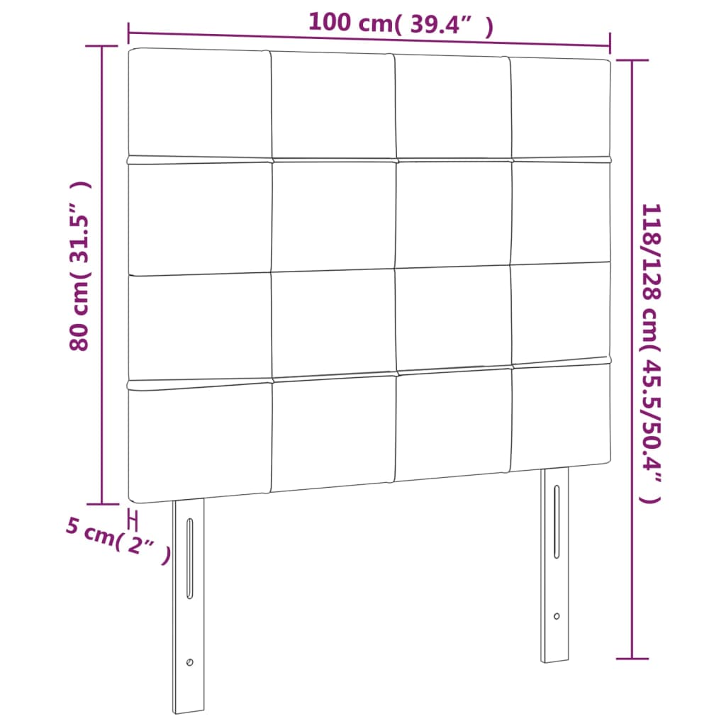 Têtes de lit 2 pcs Marron Foncé 100x5x78/88 cm Tissu - XIOS