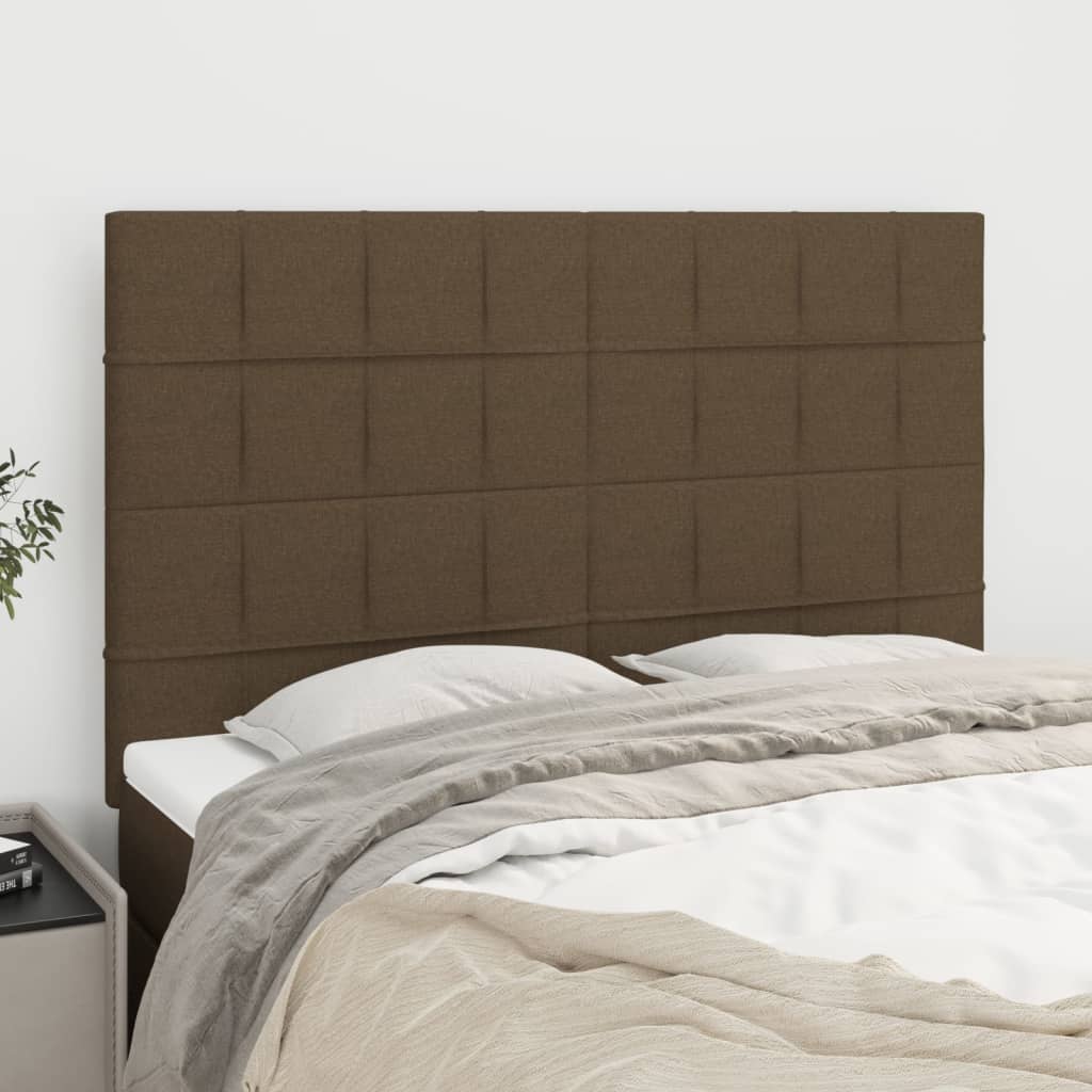 Têtes de lit 4 pcs Marron foncé 72x5x78/88 cm Tissu - XIOS