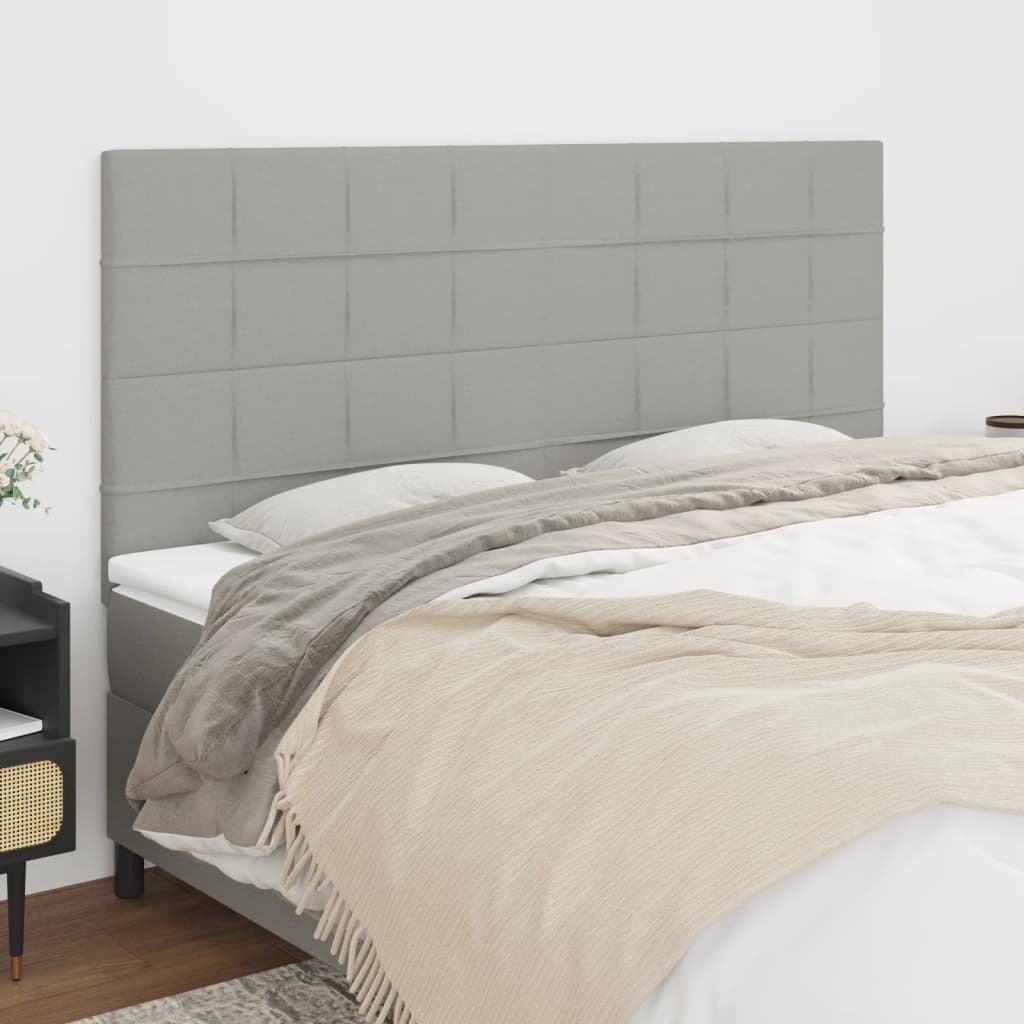 Têtes de lit 4 pcs Gris clair 90x5x78/88 cm Tissu - XIOS