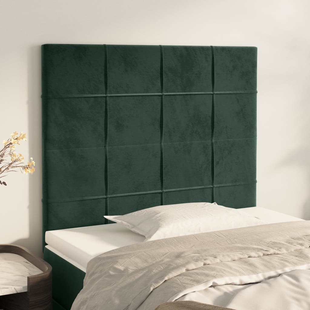 Têtes de lit 2 pcs Vert foncé 90x5x78/88 cm Velours Têtes et pieds de lit vidaXL