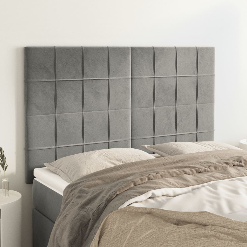 Tête de lit Gris clair 144 x 5 x 118/128 cm Velours - XIOS