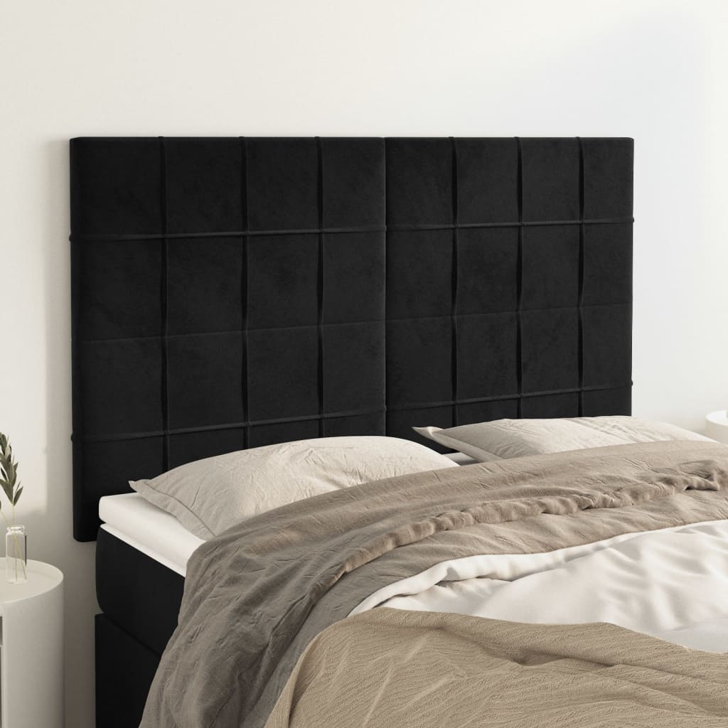 Têtes de lit 4 pcs Noir 72x5x78/88 cm Velours - XIOS
