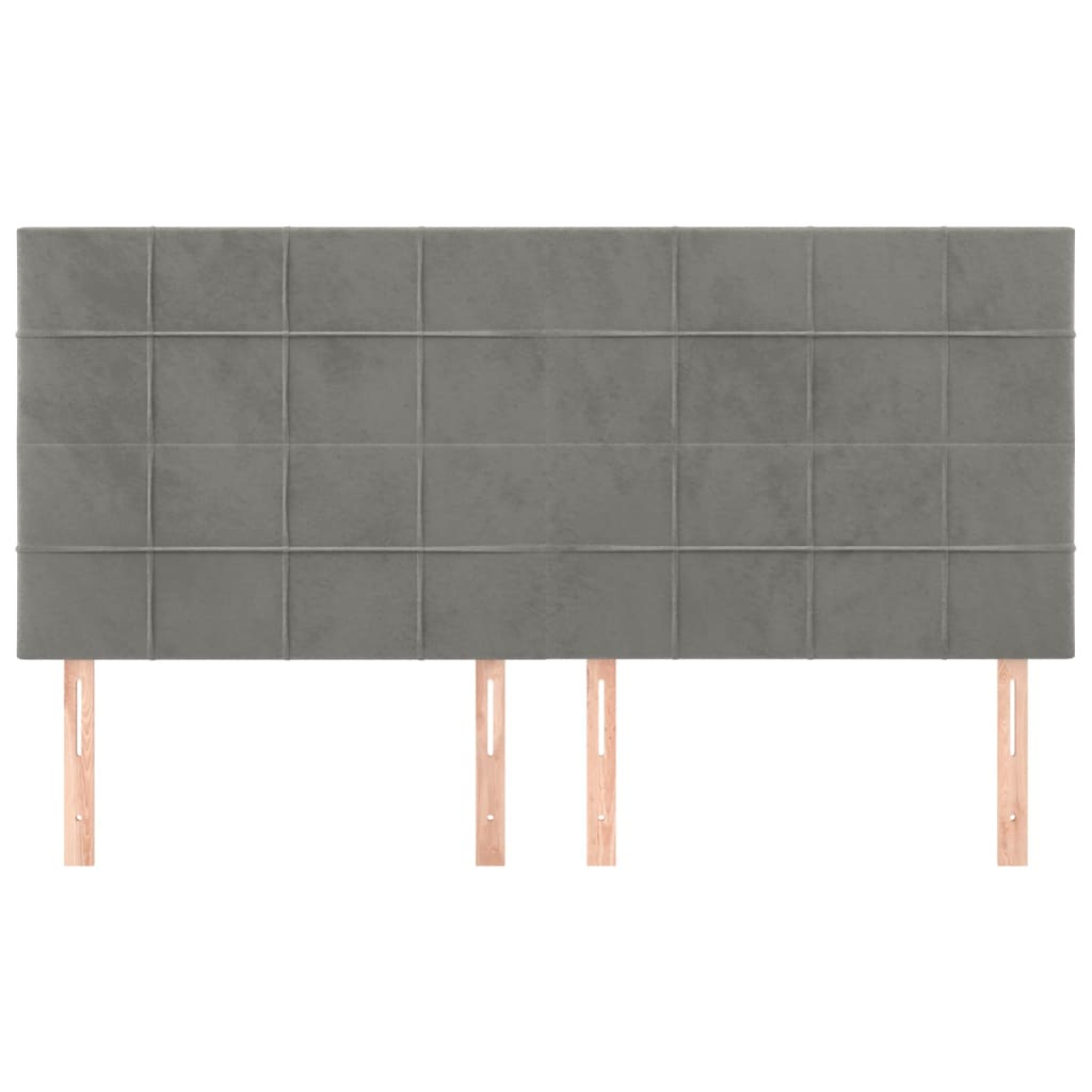 Têtes de lit 4 pcs Gris clair 80x5x78/88 cm Velours - XIOS