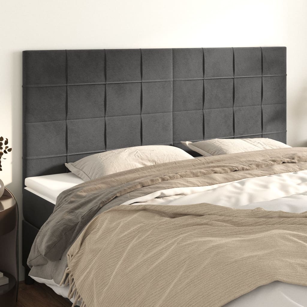 Têtes de lit 4 pcs Gris foncé 80x5x78/88 cm Velours - XIOS