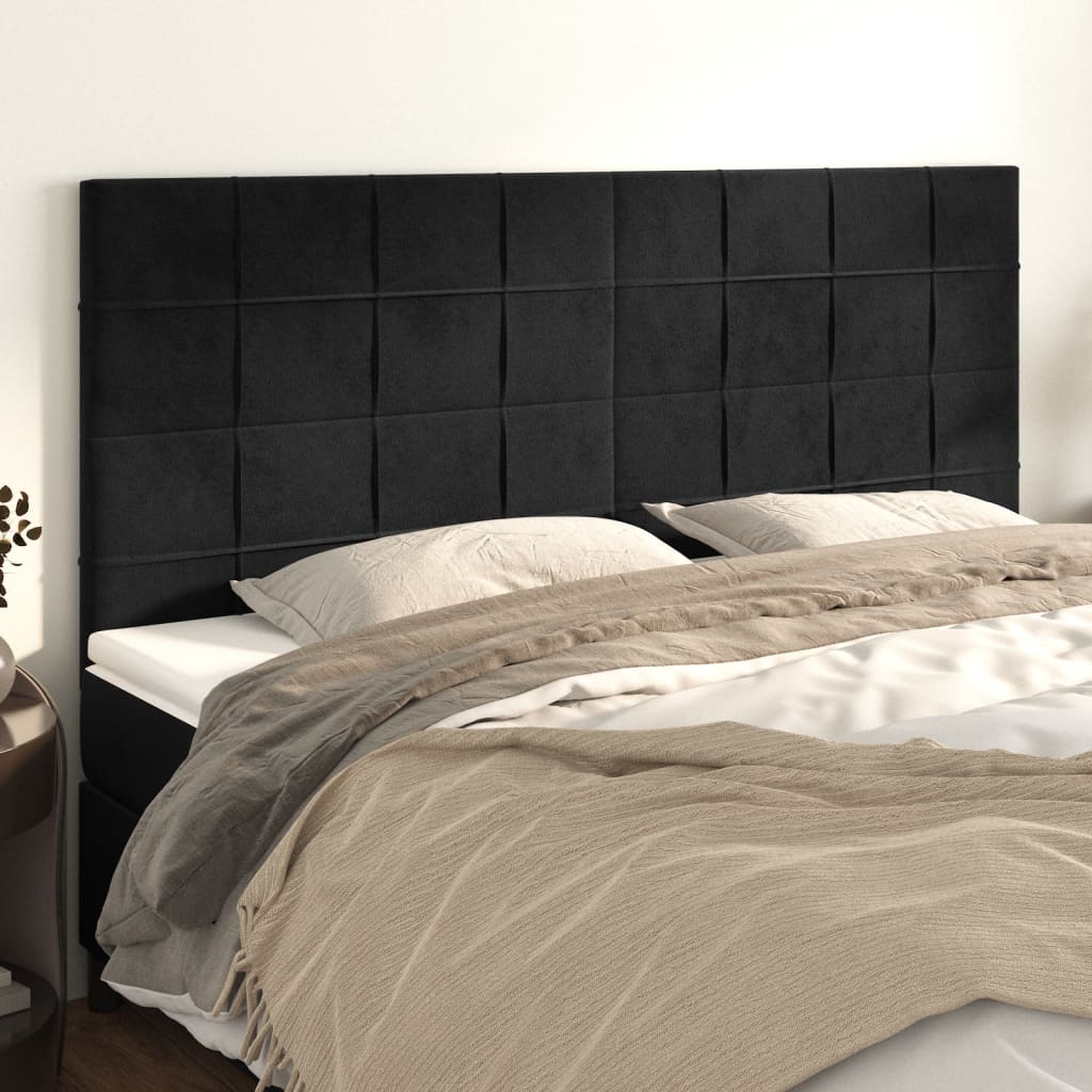 Têtes de lit 4 pcs Noir 90x5x78/88 cm Velours Têtes et pieds de lit vidaXL