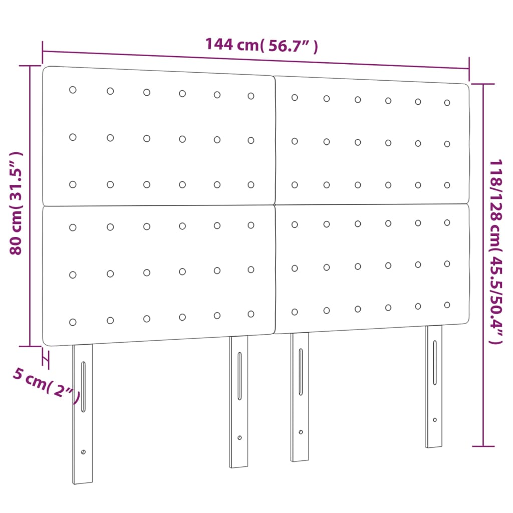 Têtes de lit 4 pcs Gris 72x5x78/88 cm Similicuir - XIOS