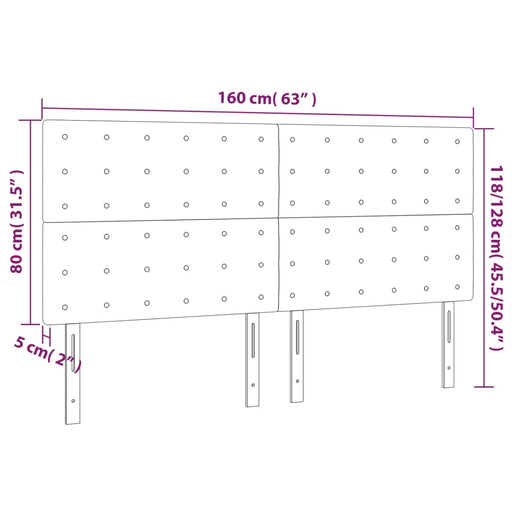 Têtes de lit 4 pcs Noir 80x5x78/88 cm Similicuir - XIOS