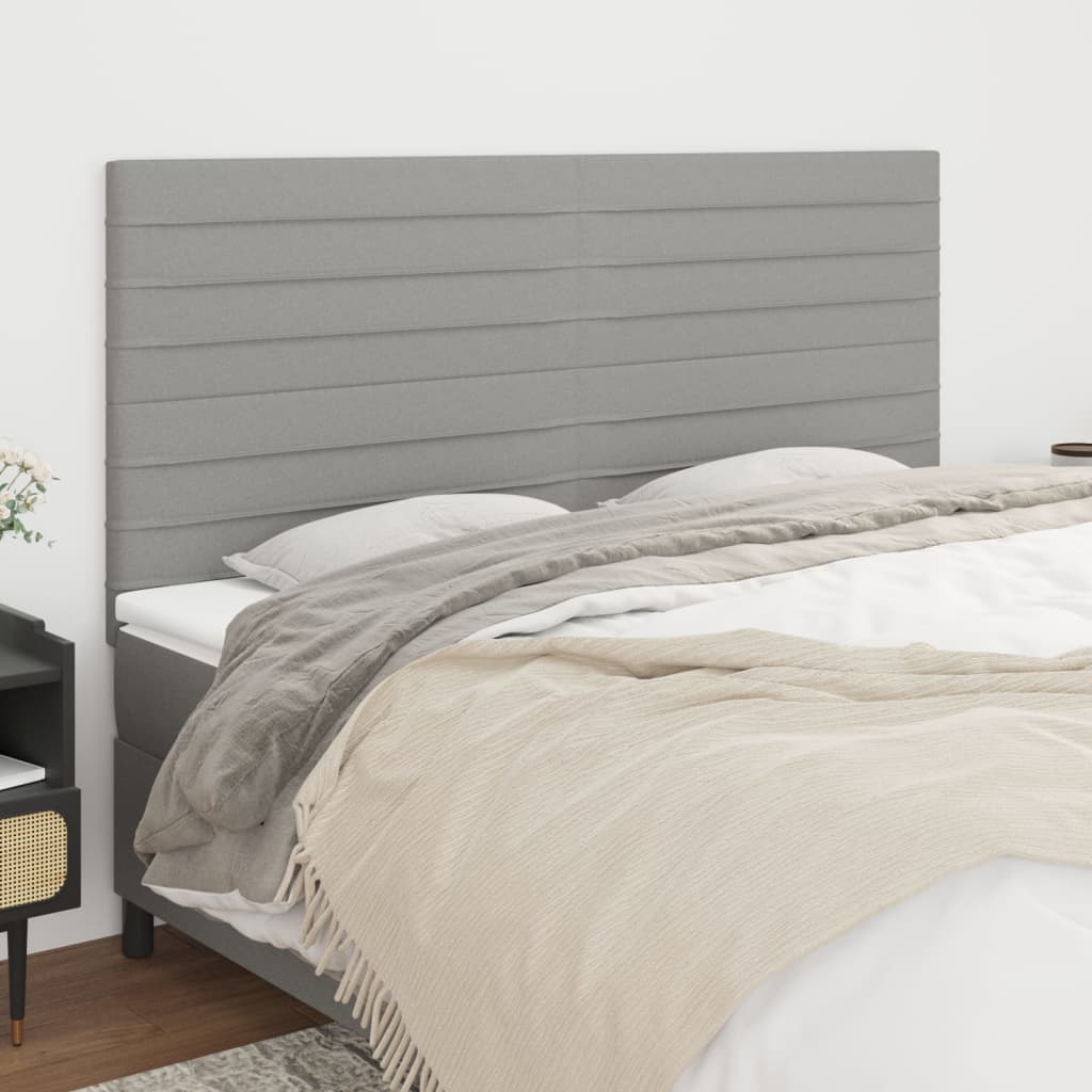 Têtes de lit 4 pcs Gris clair 90x5x78/88 cm Tissu - XIOS