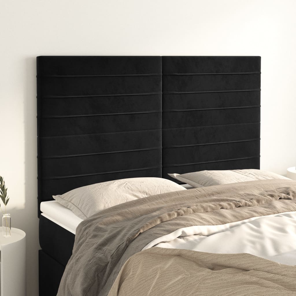 Têtes de lit 4 pcs Noir 72x5x78/88 cm Velours - XIOS