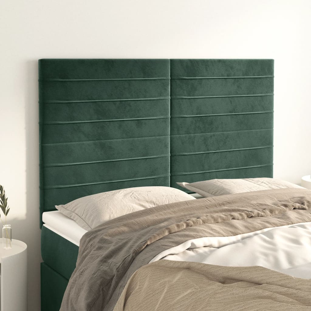 Têtes de lit 4 pcs Vert foncé 72x5x78/88 cm Velours - XIOS