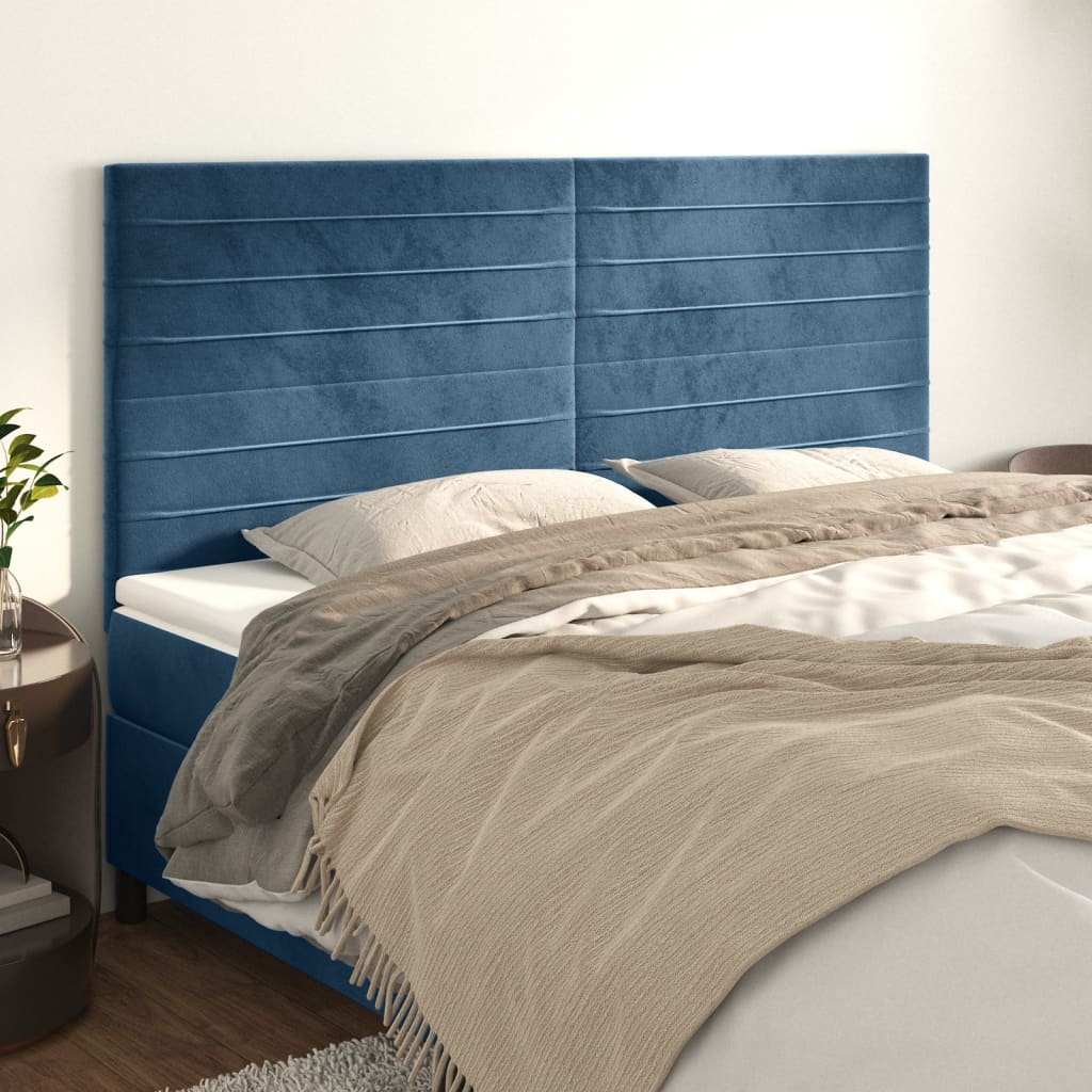 Têtes de lit 4 pcs Bleu foncé 80x5x78/88 cm Velours - XIOS