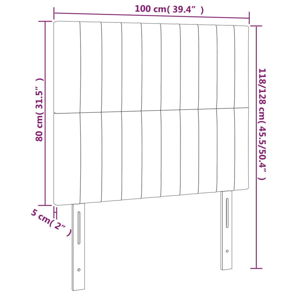 Têtes de lit 2 pcs Noir 100x5x78/88 cm Tissu - XIOS