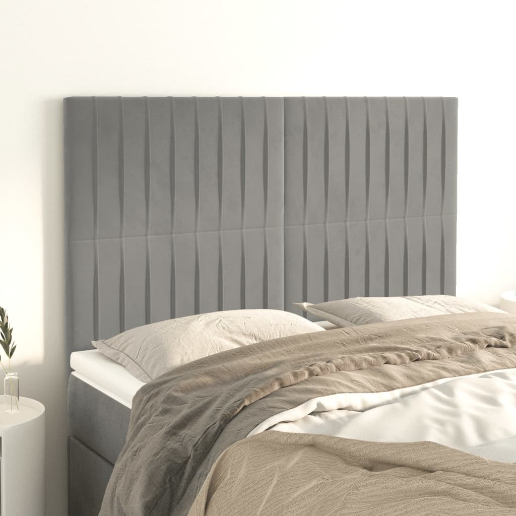 Têtes de lit 4 pcs Gris clair 72x5x78/88 cm Velours - XIOS