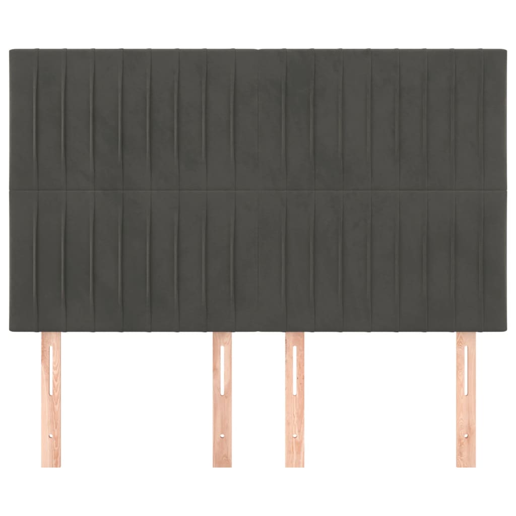Têtes de lit 4 pcs Gris foncé 72x5x78/88 cm Velours - XIOS