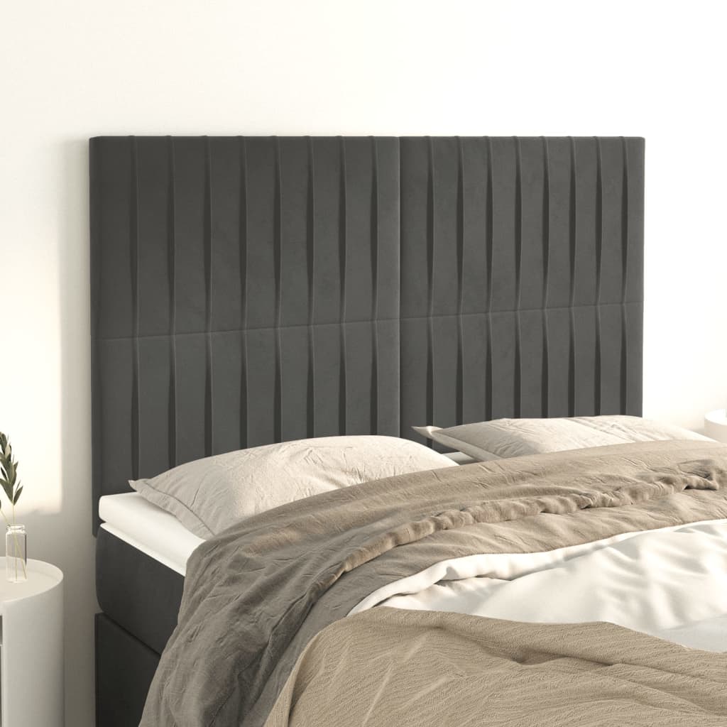 Têtes de lit 4 pcs Gris foncé 72x5x78/88 cm Velours - XIOS