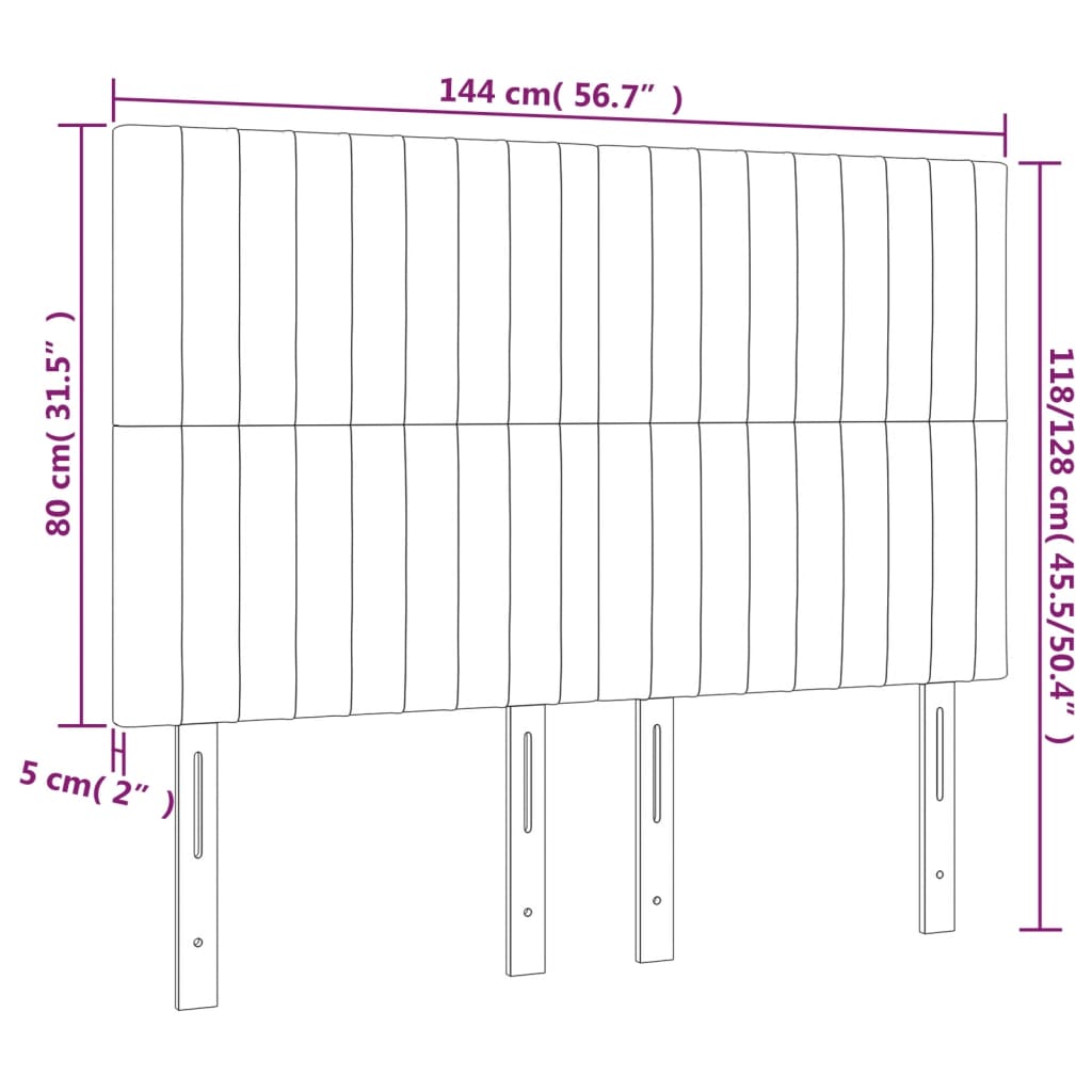 Têtes de lit 4 pcs Noir 72x5x78/88 cm Velours - XIOS
