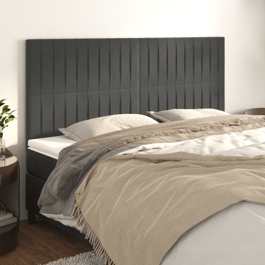 Têtes de lit 4 pcs Gris foncé 90x5x78/88 cm Velours - XIOS