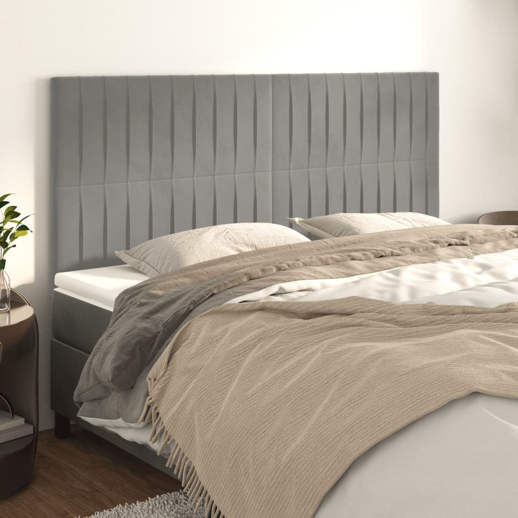 Têtes de lit 4 pcs Gris clair 100x5x78/88 cm Velours - XIOS