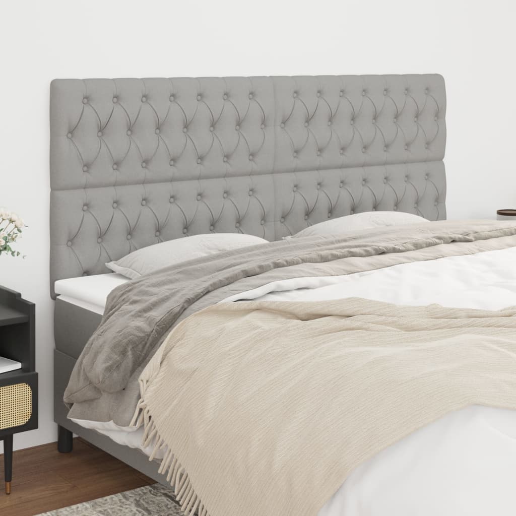 Têtes de lit 4 pcs Gris clair 90x7x78/88 cm Tissu - XIOS