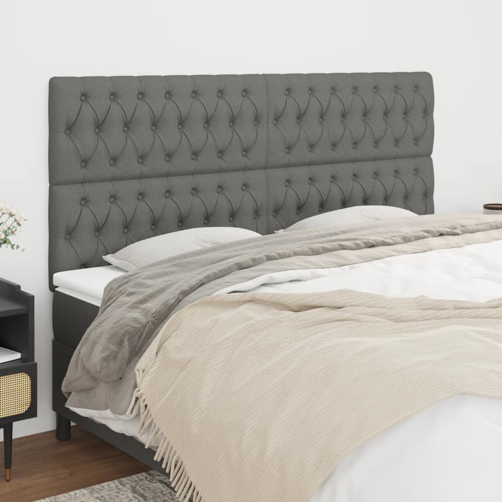 Têtes de lit 4 pcs Gris foncé 100x7x78/88 cm Tissu - XIOS