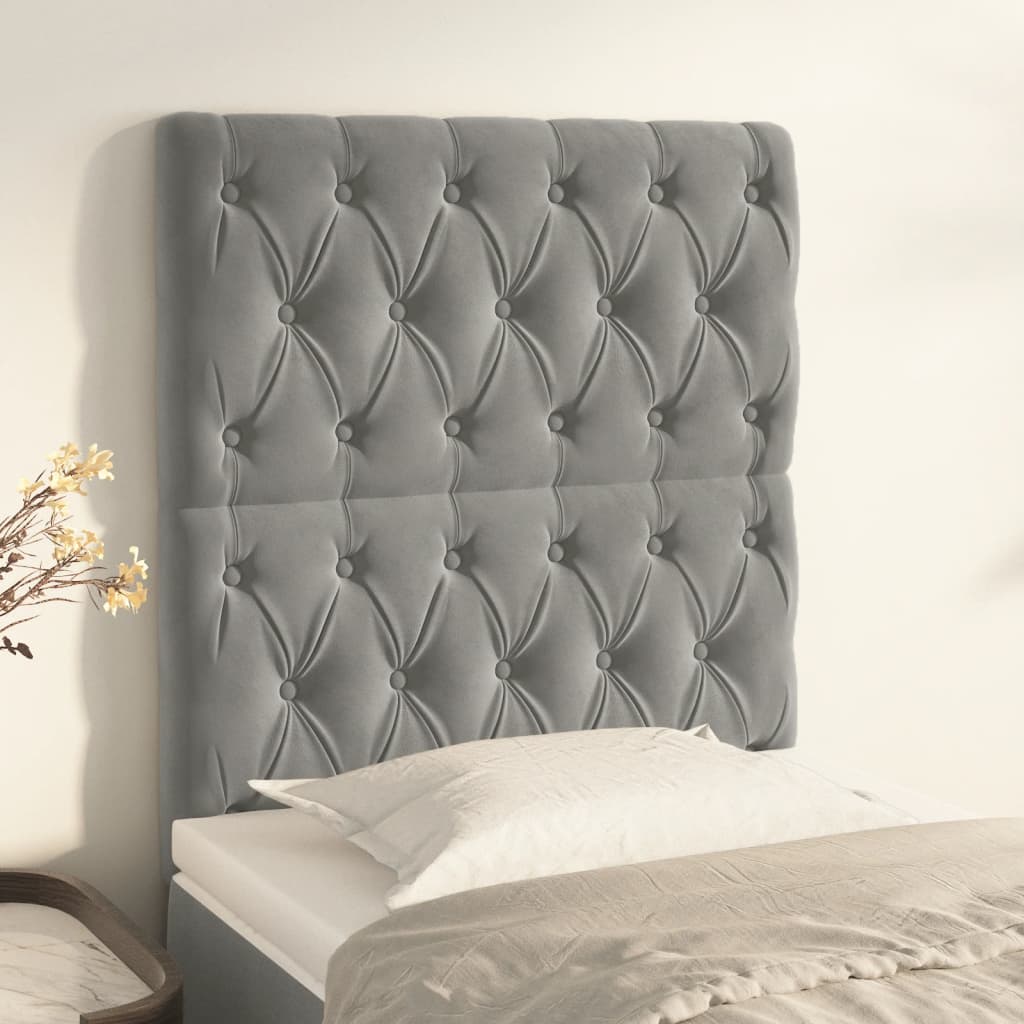Têtes de lit 2 pcs Gris clair 80x7x78/88 cm Velours Têtes et pieds de lit vidaXL