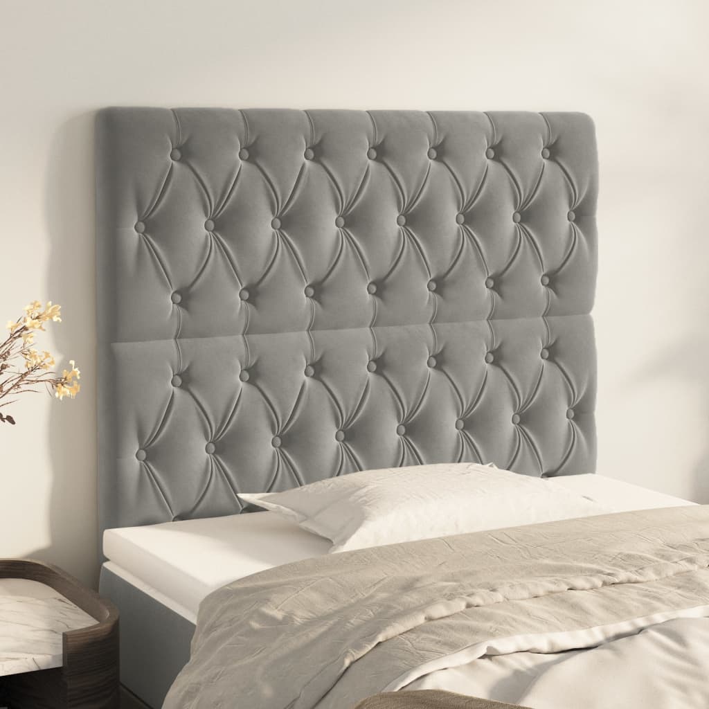 Têtes de lit 2 pcs Gris clair 100x7x78/88 cm Velours - XIOS