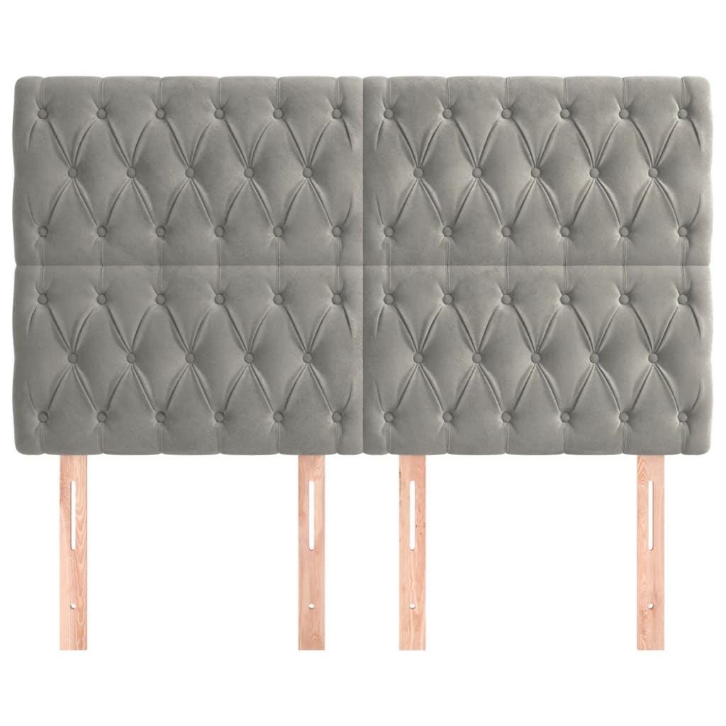 Têtes de lit 4 pcs Gris clair 72x7x78/88 cm Velours - XIOS