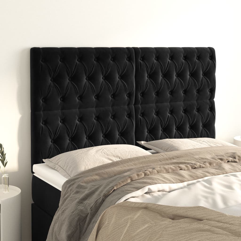 Tête de lit Noir 144x7x118/128 cm Velours - XIOS